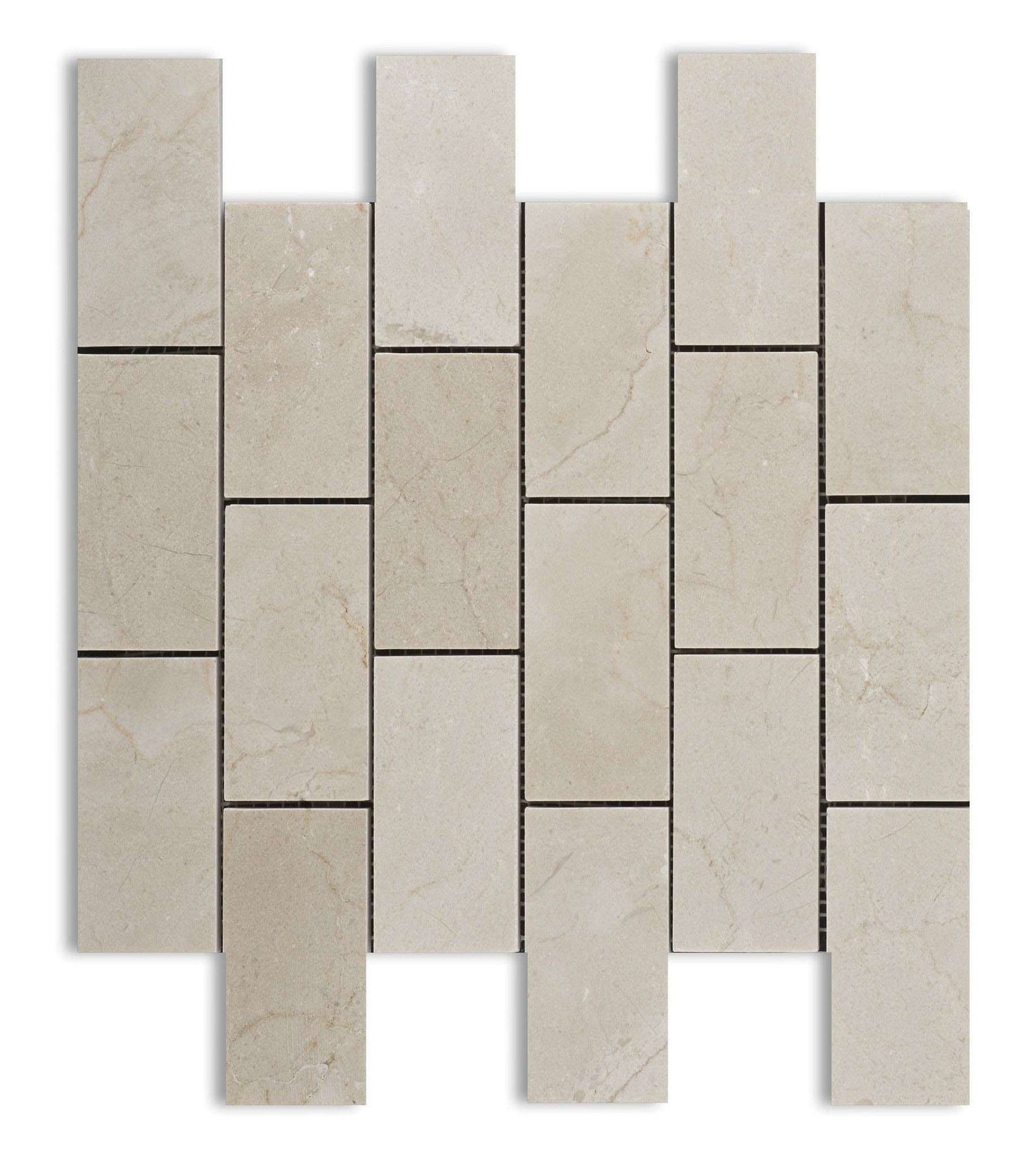 2 X 4 Crema Marfil Marble Honed Brick Mosaic Tile-Marble Mosaic-American Tile Depot