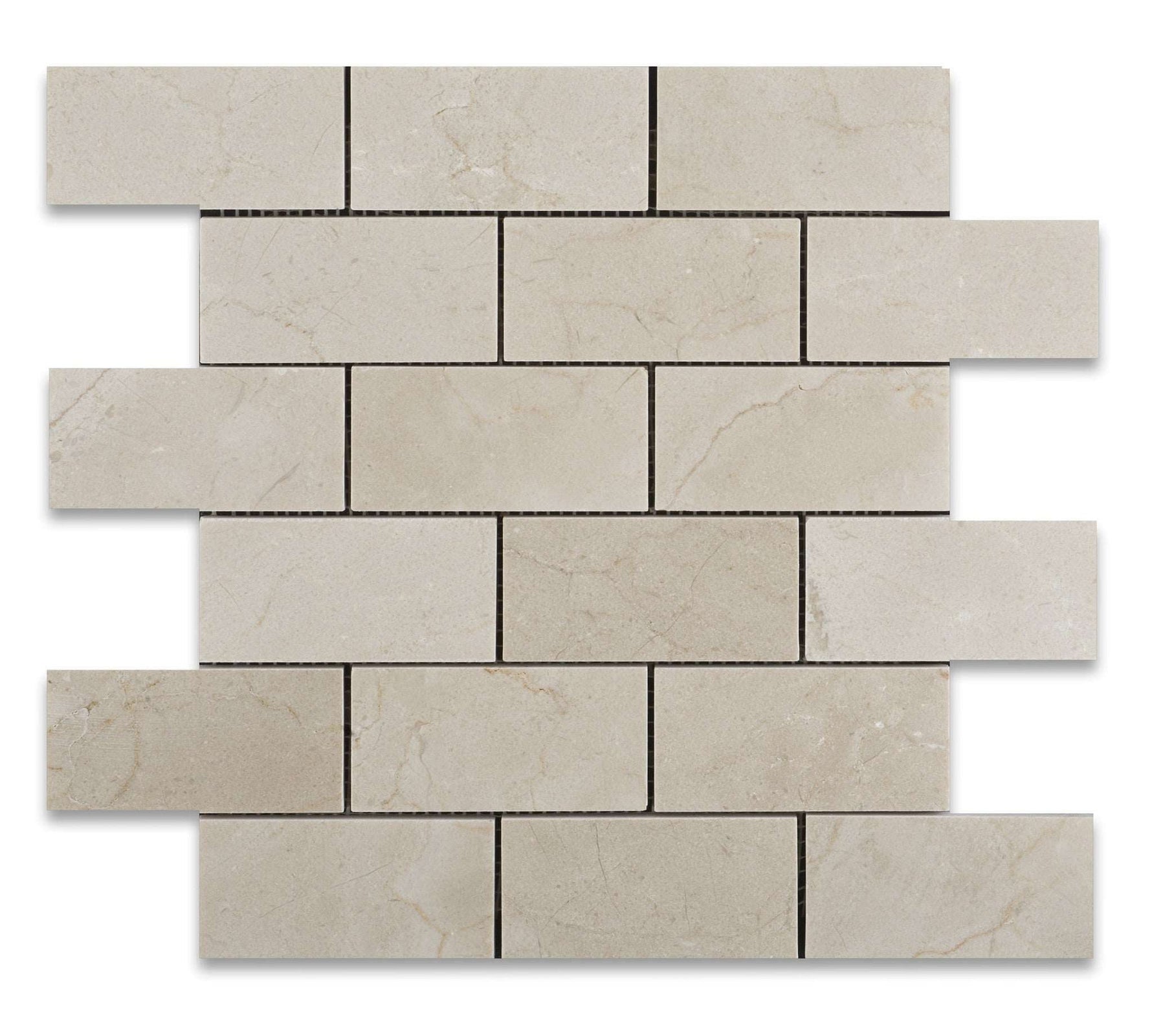 2 X 4 Crema Marfil Marble Polished Brick Mosaic Tile-Marble Mosaic-American Tile Depot