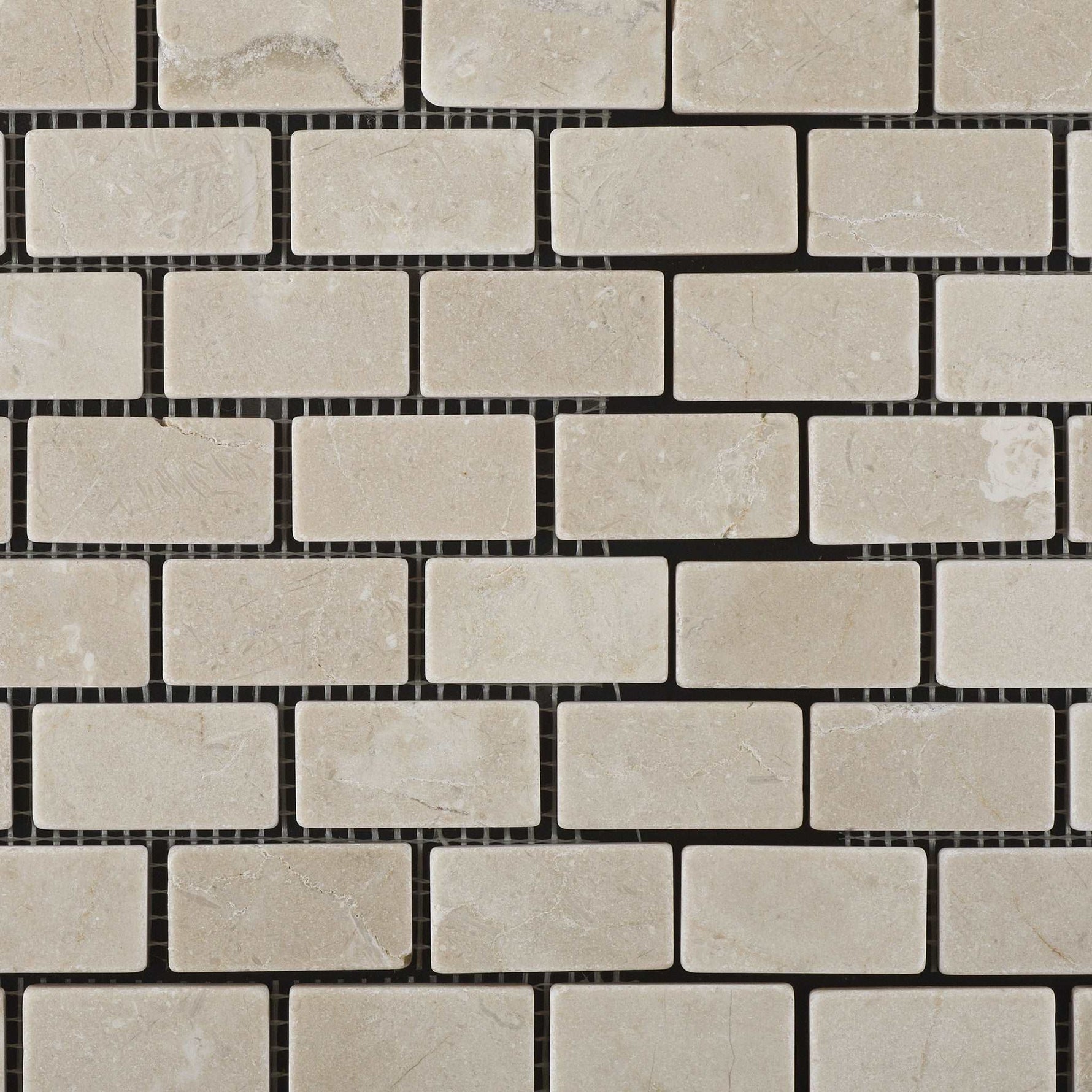 1 X 2 Crema Marfil Marble Tumbled Brick Mosaic Tile