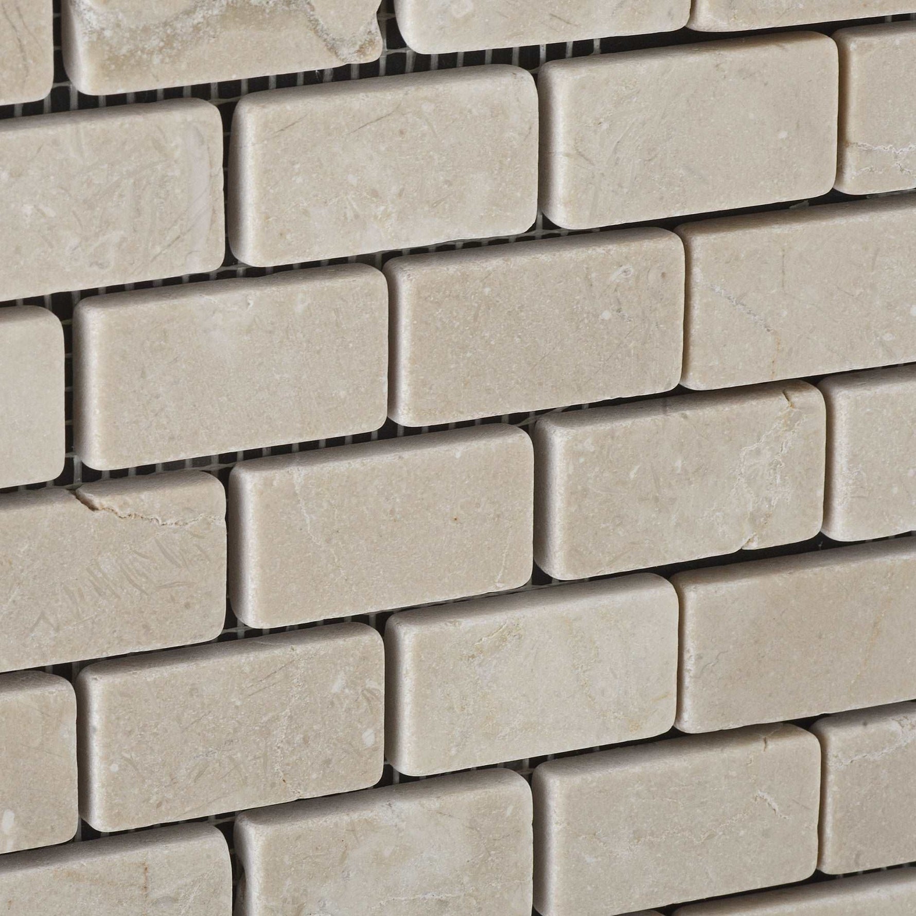 1 X 2 Crema Marfil Marble Tumbled Brick Mosaic Tile