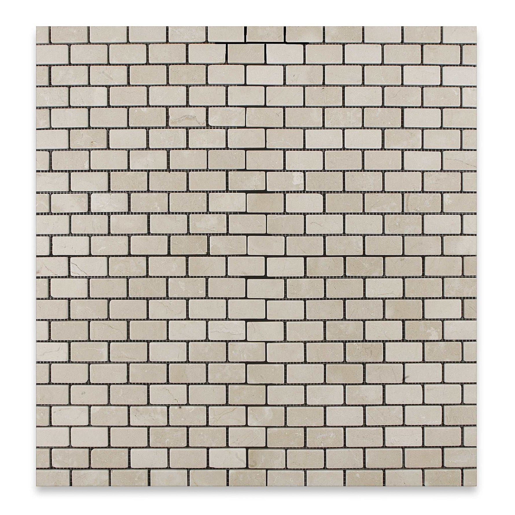 1 X 2 Crema Marfil Marble Tumbled Brick Mosaic Tile