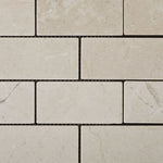 2 X 4 Crema Marfil Marble Tumbled Brick Mosaic Tile