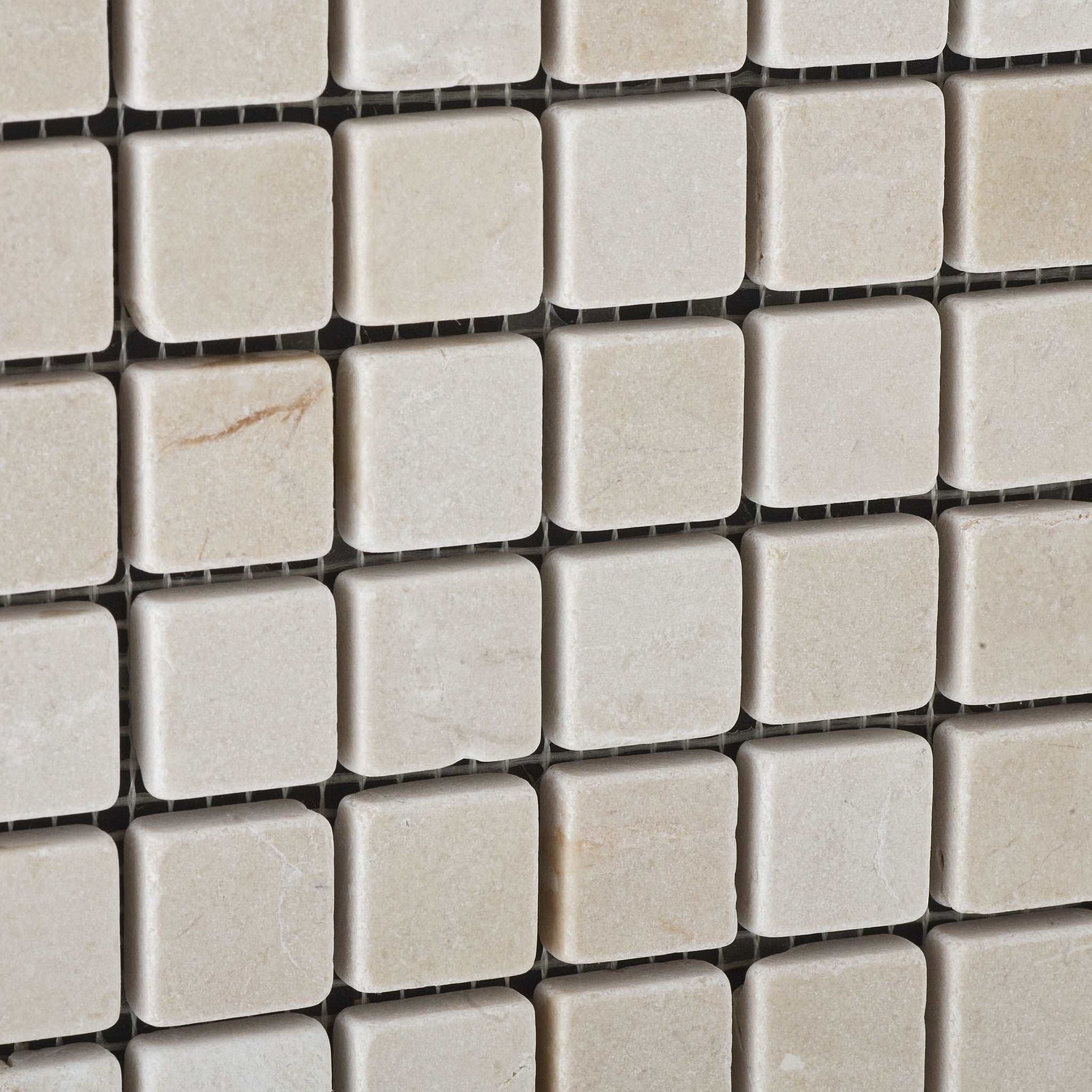 1 X 1 Crema Marfil Marble Tumbled Mosaic Tile