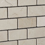 1 X 2 Crema Marfil Marble Polished Brick Mosaic Tile