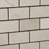 1 X 2 Crema Marfil Marble Honed Brick Mosaic Tile