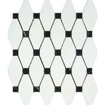 Thassos White Marble Honed Octave Pattern Mosaic Tile w/ Black Dots-Marble Mosaic-American Tile Depot