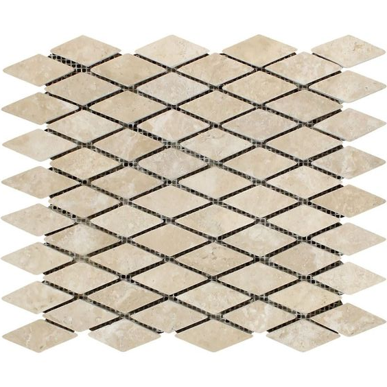 Durango Cream Travertine 1" Diamond Tumbled Mosaic Tile-Travertine Mosaic-American Tile Depot