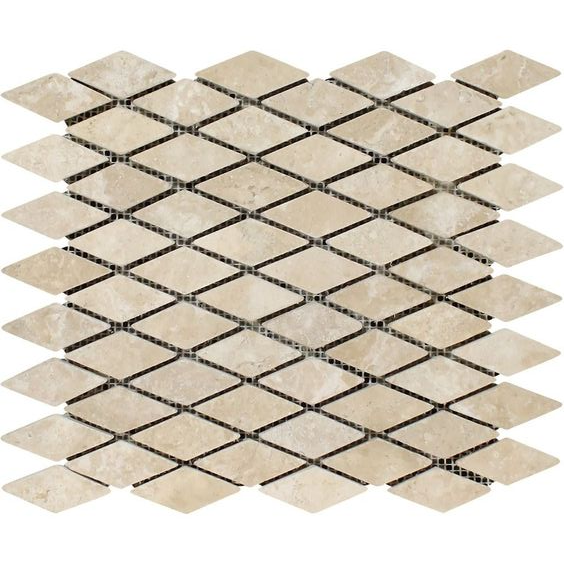 Durango Cream Travertine 1" Diamond Tumbled Mosaic Tile-Travertine Mosaic-American Tile Depot