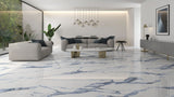 24 X 48 Statuario Blue Polished Marble Look Porcelain Tile