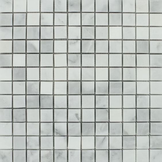 1 X 1 Bianco Venatino (Bianco Mare) Marble Honed Mosaic Tile-Marble Mosaic-American Tile Depot