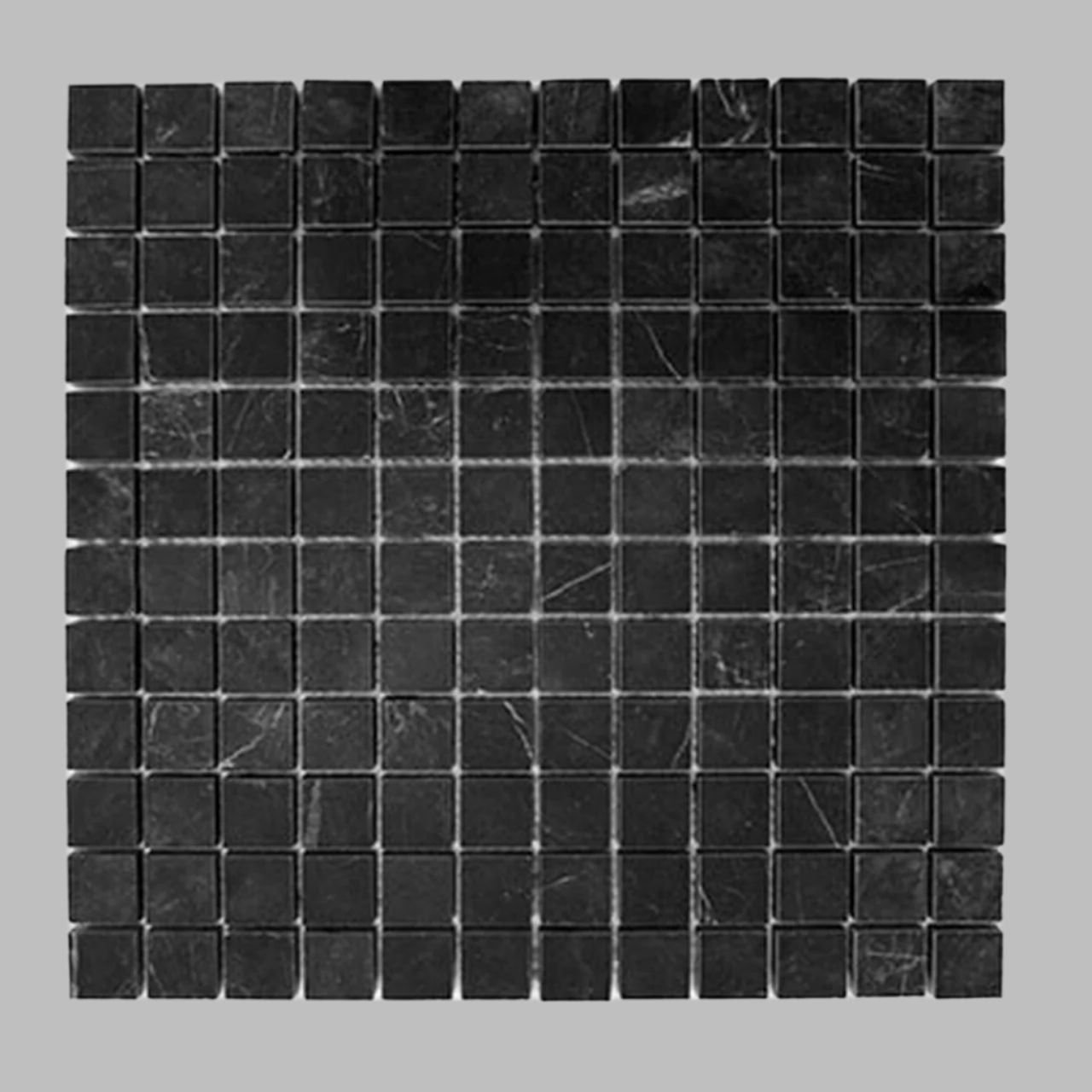 1 X 1 Black Marquina Marble Honed Mosaic Tile-Marble Mosaic-American Tile Depot