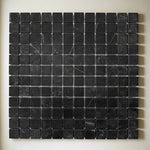 1 X 1 Black Marquina Marble Honed Mosaic Tile-Marble Mosaic-American Tile Depot