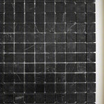 1 X 1 Black Marquina Marble Honed Mosaic Tile-Marble Mosaic-American Tile Depot