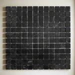 1 X 1 Black Marquina Marble Honed Mosaic Tile-Marble Mosaic-American Tile Depot