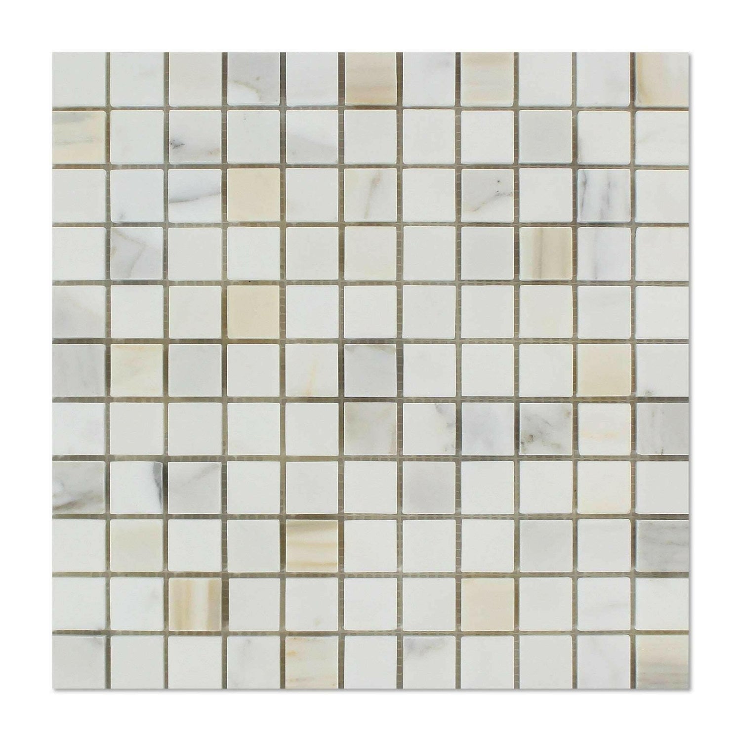 1 X 1 Calacatta Gold Marble Honed Mosaic Tile-Marble Mosaic-American Tile Depot