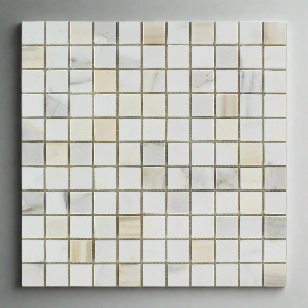 1 X 1 Calacatta Gold Marble Polished Mosaic Tile-Marble Mosaic-American Tile Depot