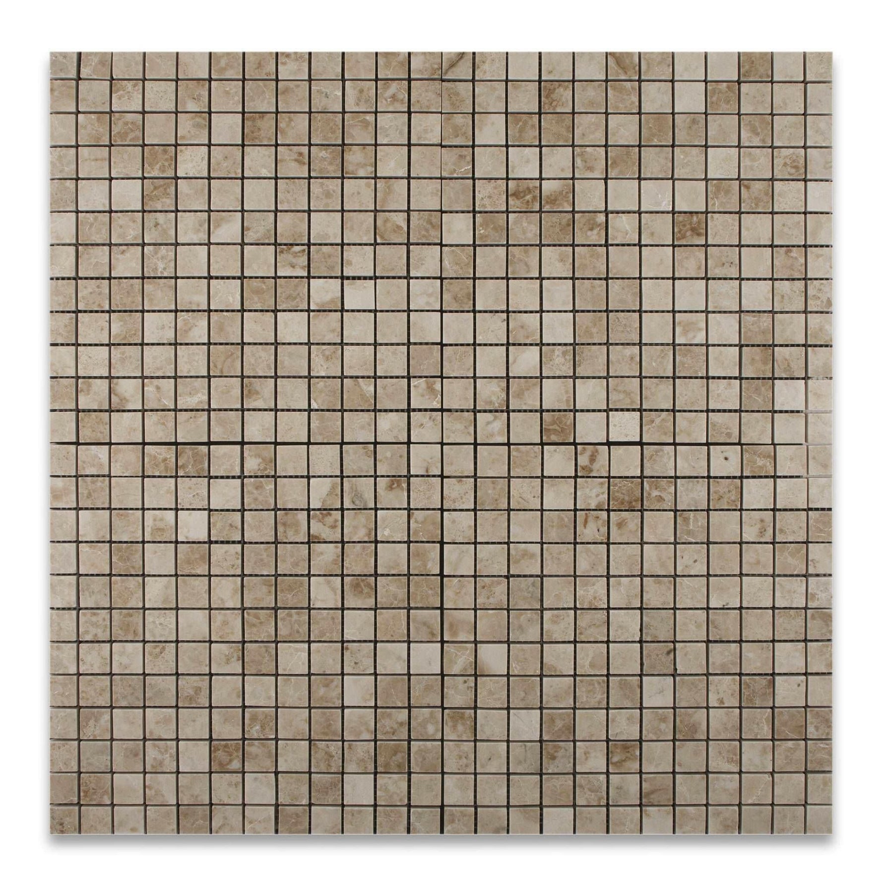 1 X 1 Cappuccino Marble Polished Mosaic Tile-Marble Mosaic-American Tile Depot