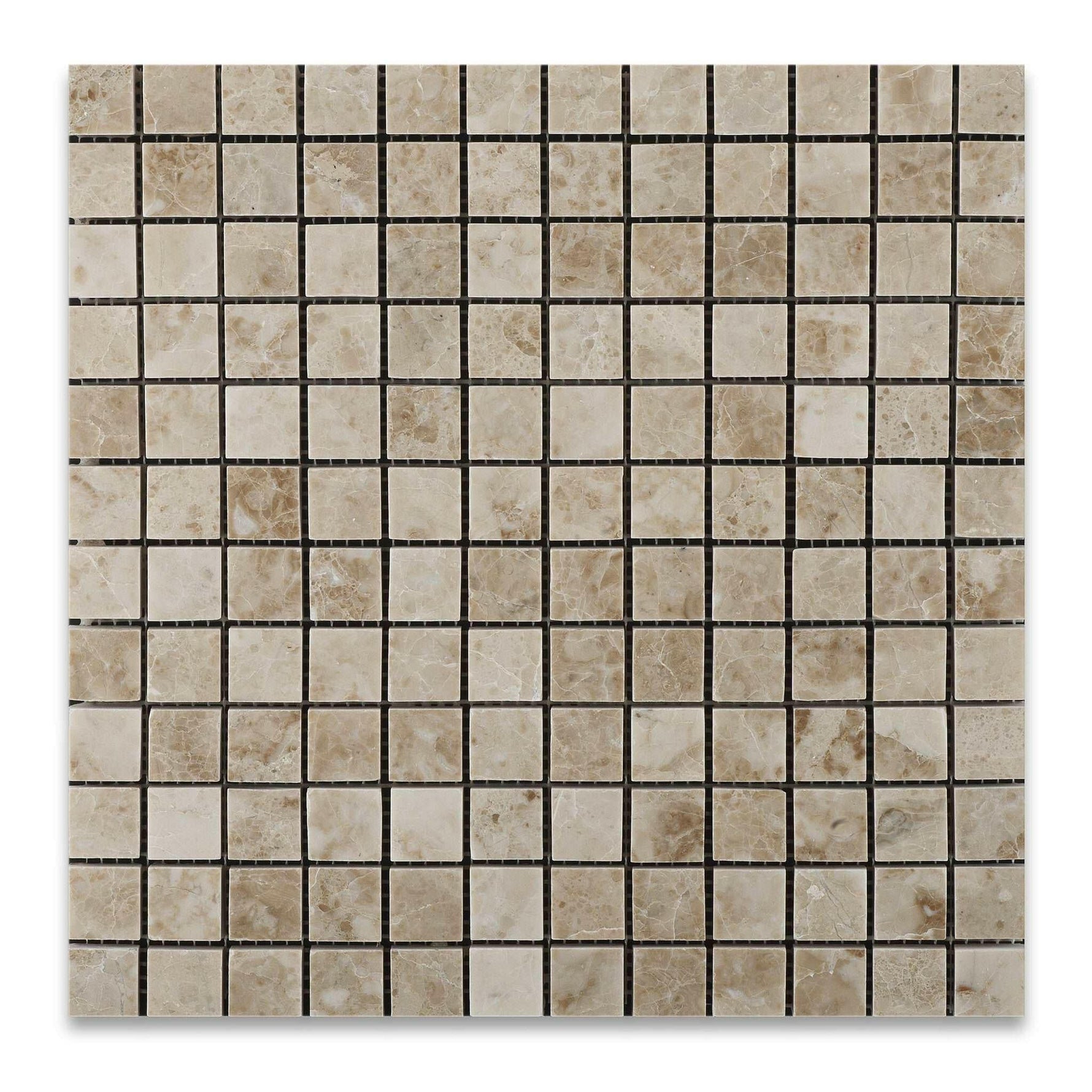 1 X 1 Cappuccino Marble Polished Mosaic Tile-Marble Mosaic-American Tile Depot