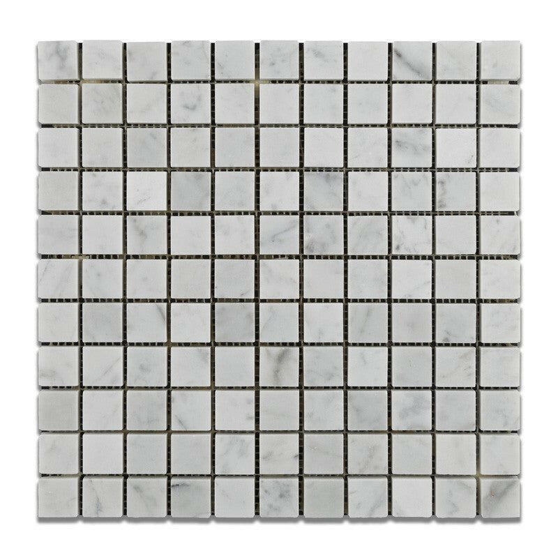 1 X 1 Carrara White Marble Honed Mosaic Tile-Marble Mosaic-American Tile Depot