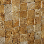 1 X 1 Gold / Yellow Travertine Split-Faced Mosaic Tile-Travertine Mosaic-American Tile Depot