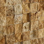 1 X 1 Gold / Yellow Travertine Split-Faced Mosaic Tile-Travertine Mosaic-American Tile Depot