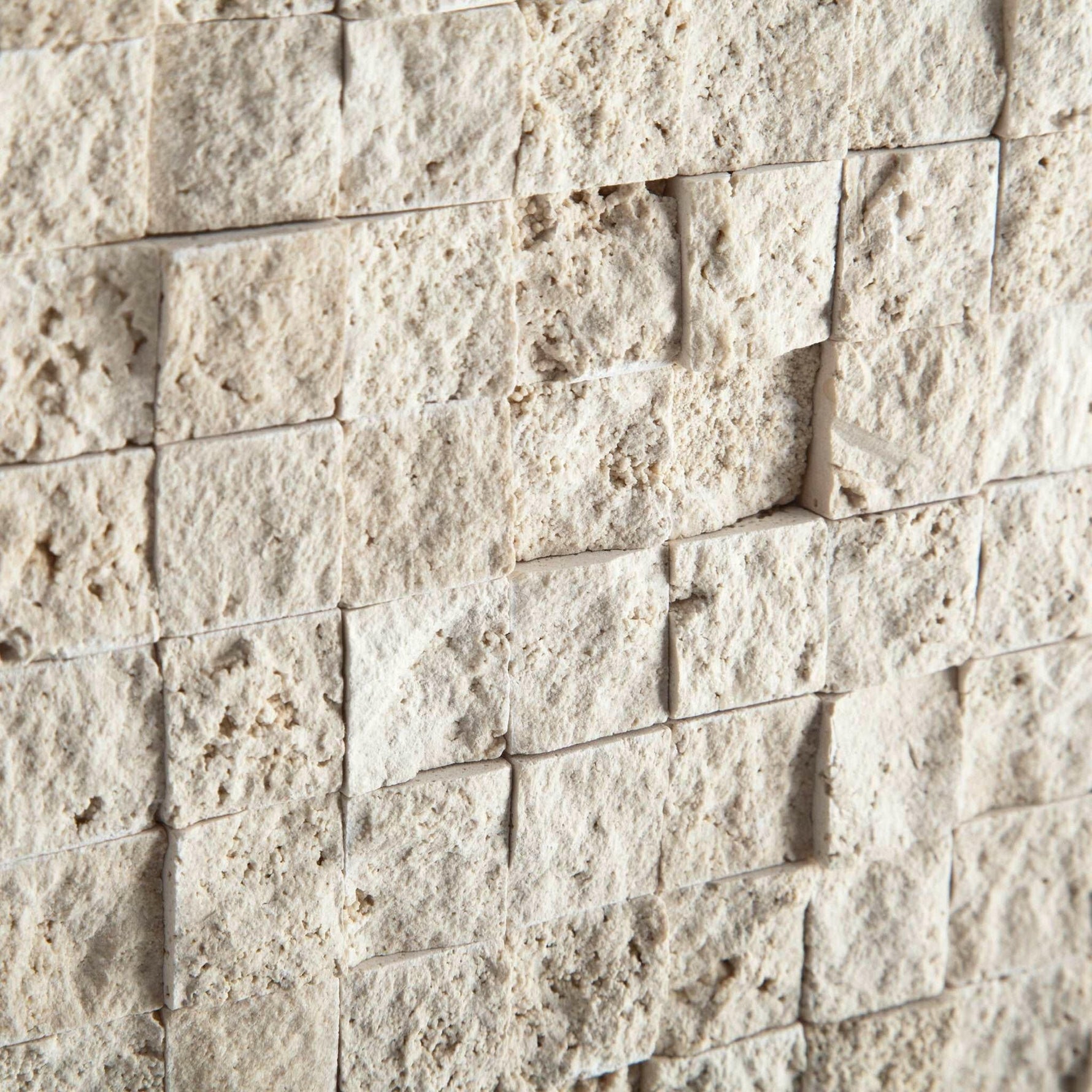 1 X 1 Ivory Travertine Split-Faced Mosaic Tile-Travertine Mosaic-American Tile Depot