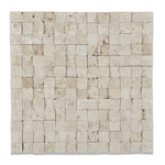 1 X 1 Ivory Travertine Split-Faced Mosaic Tile-Travertine Mosaic-American Tile Depot