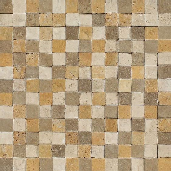 1 X 1 Mixed Travertine Split-Faced Mosaic Tile-Travertine Mosaic-American Tile Depot