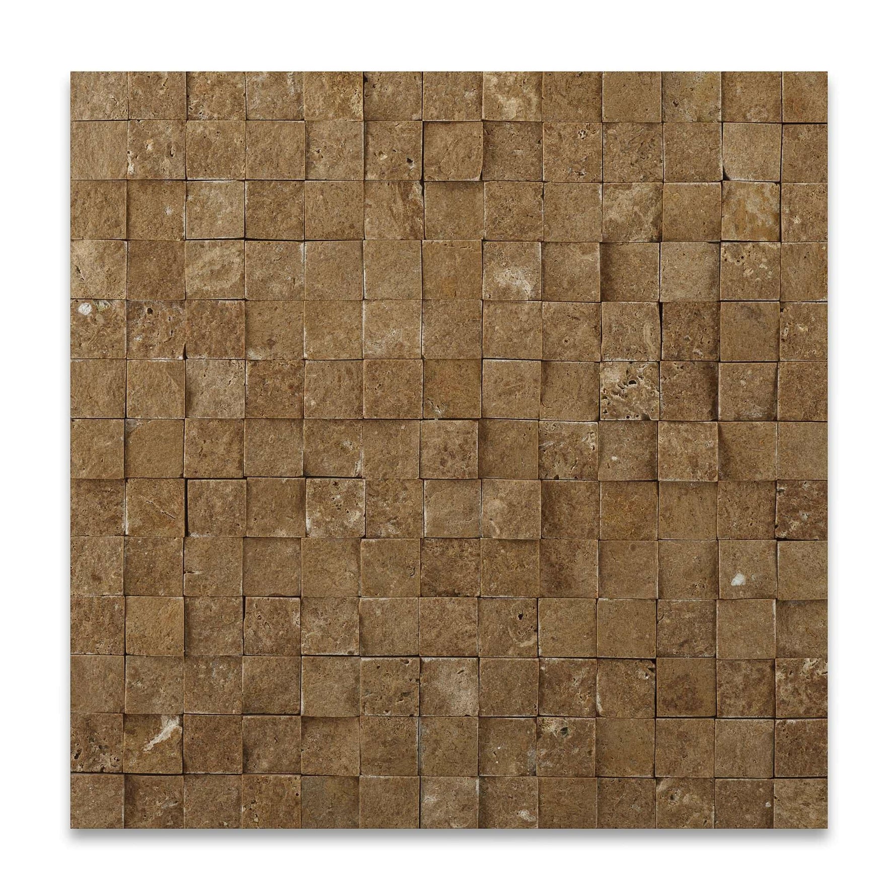 1 X 1 Noce Travertine Split-Faced Mosaic Tile-Travertine Mosaic-American Tile Depot