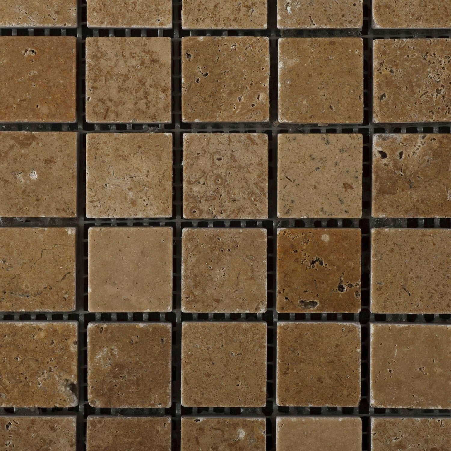 1 X 1 Noce Travertine Tumbled Mosaic Tile-Travertine Mosaic-American Tile Depot