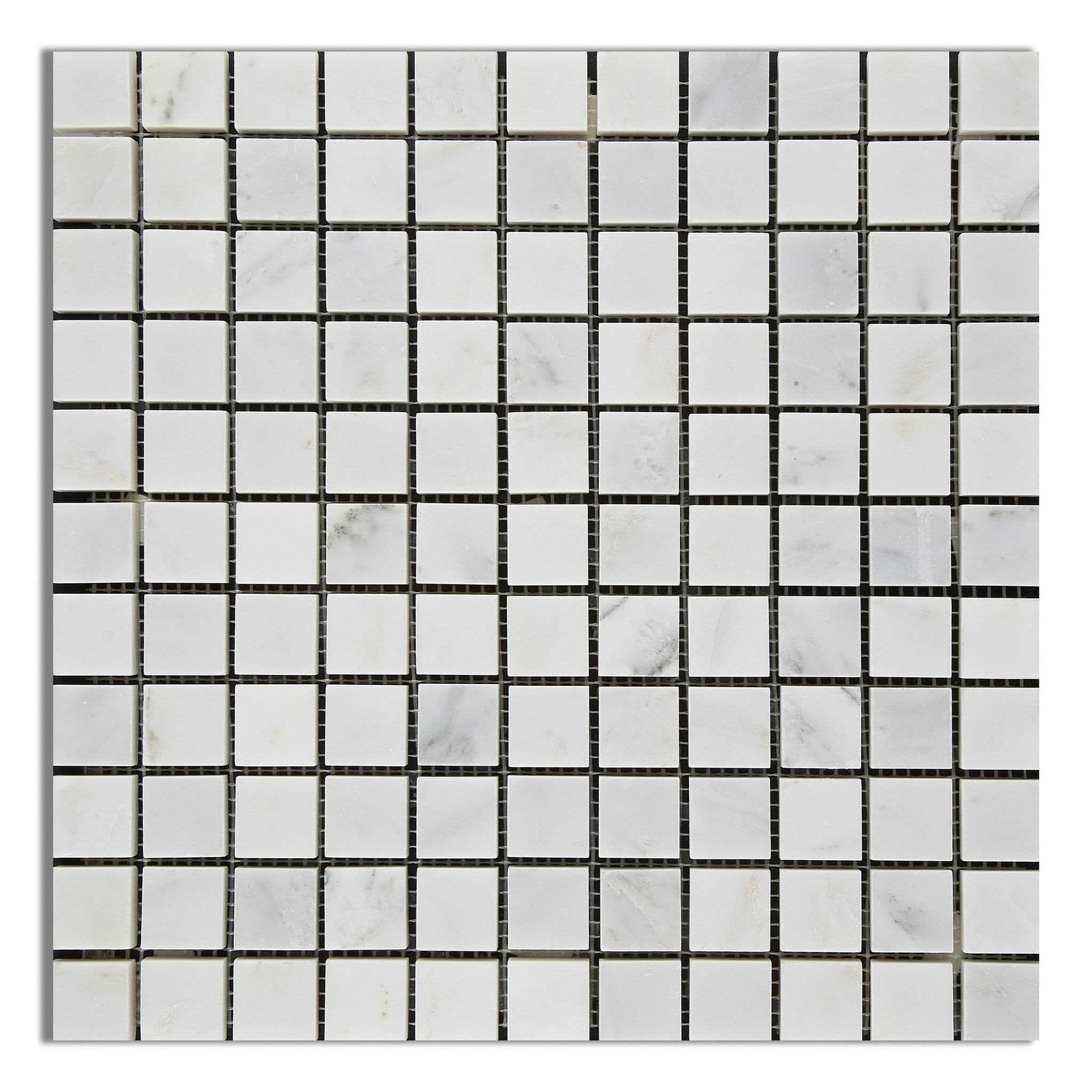 1 X 1 Oriental White / Asian Statuary Marble Polished Mosaic Tile-Marble Mosaic-American Tile Depot