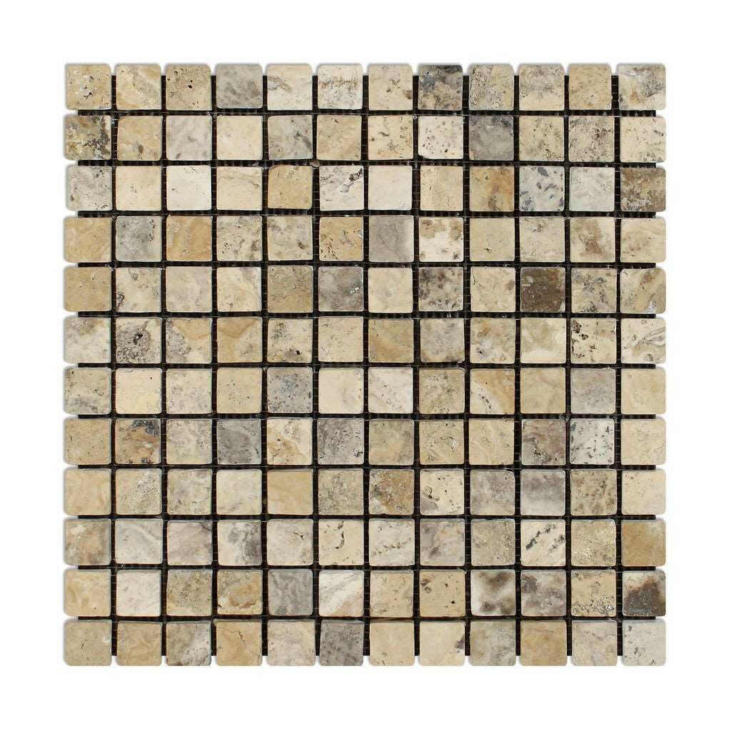 1 X 1 Philadelphia Travertine Tumbled Mosaic Tile-Travertine Mosaic-American Tile Depot