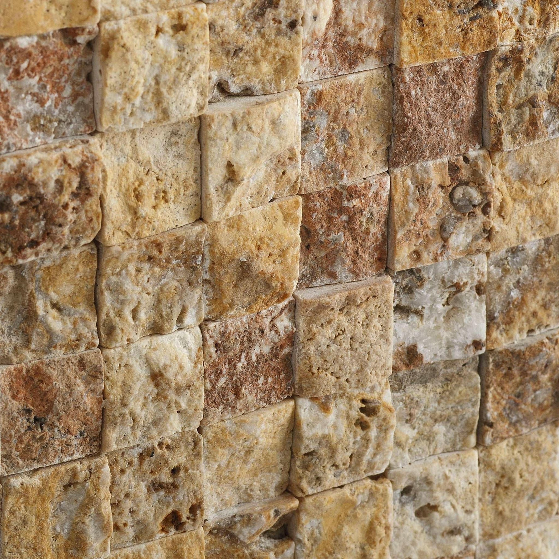 1 X 1 Scabos Travertine Split-Faced Mosaic Tile-Travertine Mosaic-American Tile Depot