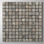 1 X 1 Silver Travertine Tumbled Mosaic Tile-Travertine Mosaic-American Tile Depot