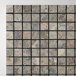 1 X 1 Silver Travertine Tumbled Mosaic Tile-Travertine Mosaic-American Tile Depot