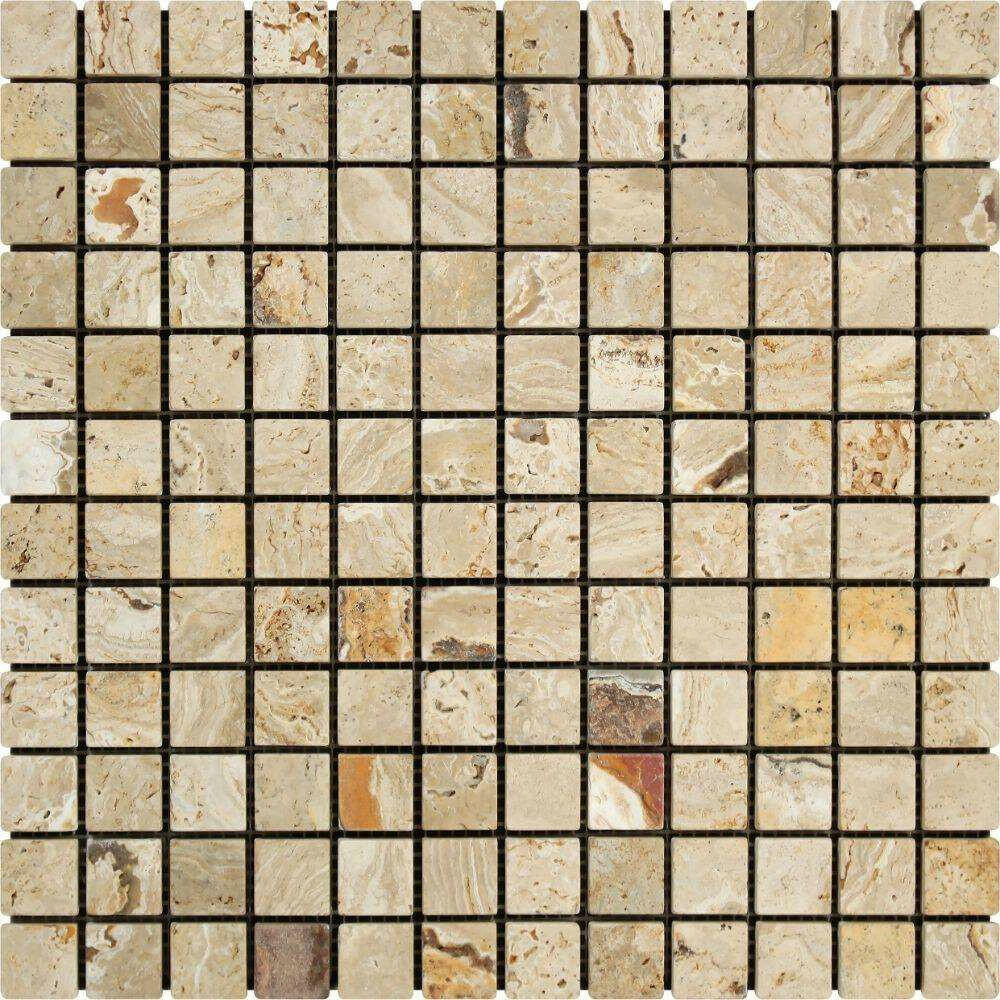 1 X 1 Valencia Travertine Tumbled Mosaic Tile-Travertine Mosaic-American Tile Depot