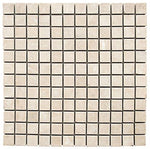 1 X 1 White Pearl / Botticino Marble Polished Mosaic Tile-Marble Mosaic-American Tile Depot