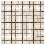 1 X 1 White Pearl / Botticino Marble Polished Mosaic Tile-Marble Mosaic-American Tile Depot