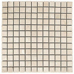 1 X 1 White Pearl / Botticino Marble Polished Mosaic Tile-Marble Mosaic-American Tile Depot