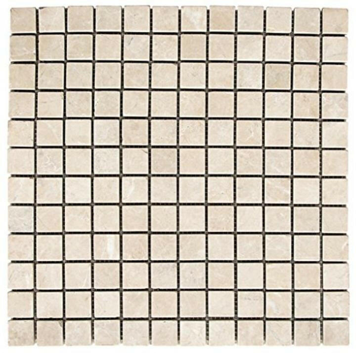 1 X 1 White Pearl / Botticino Marble Polished Mosaic Tile-Marble Mosaic-American Tile Depot