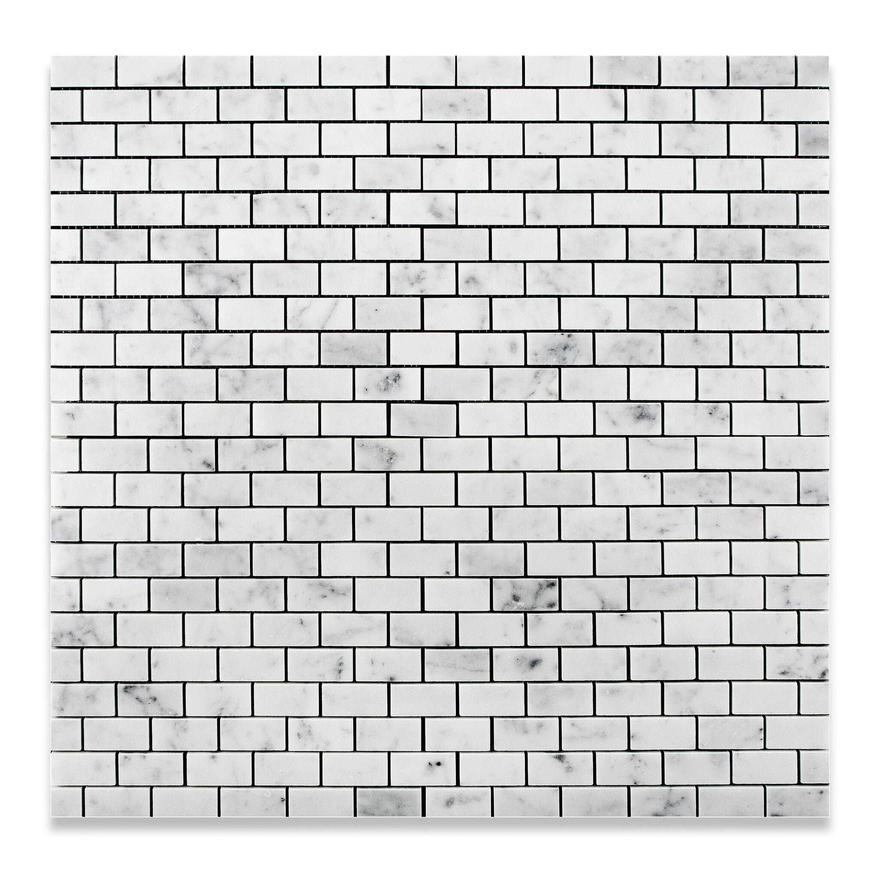 1 X 2 Carrara White Marble Honed Brick Mosaic Tile-Marble Mosaic-American Tile Depot