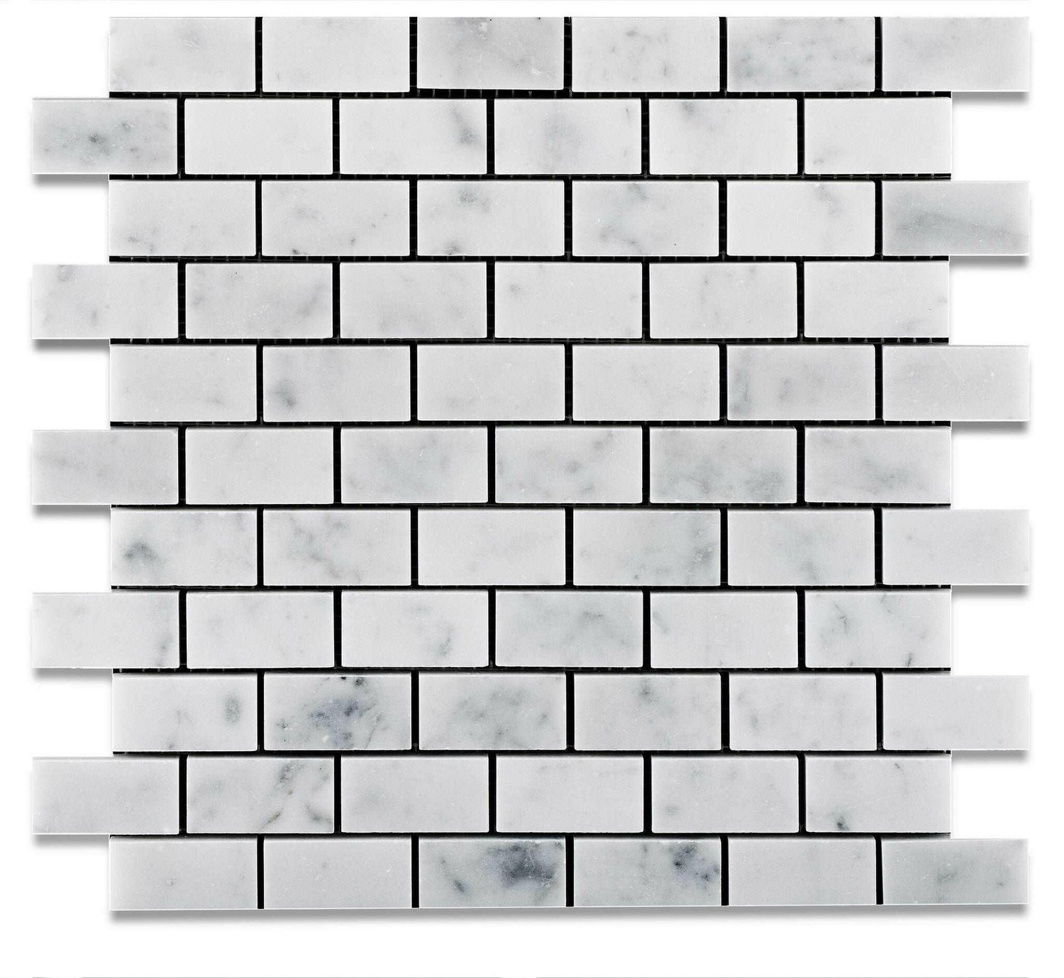 1 X 2 Carrara White Marble Honed Brick Mosaic Tile-Marble Mosaic-American Tile Depot