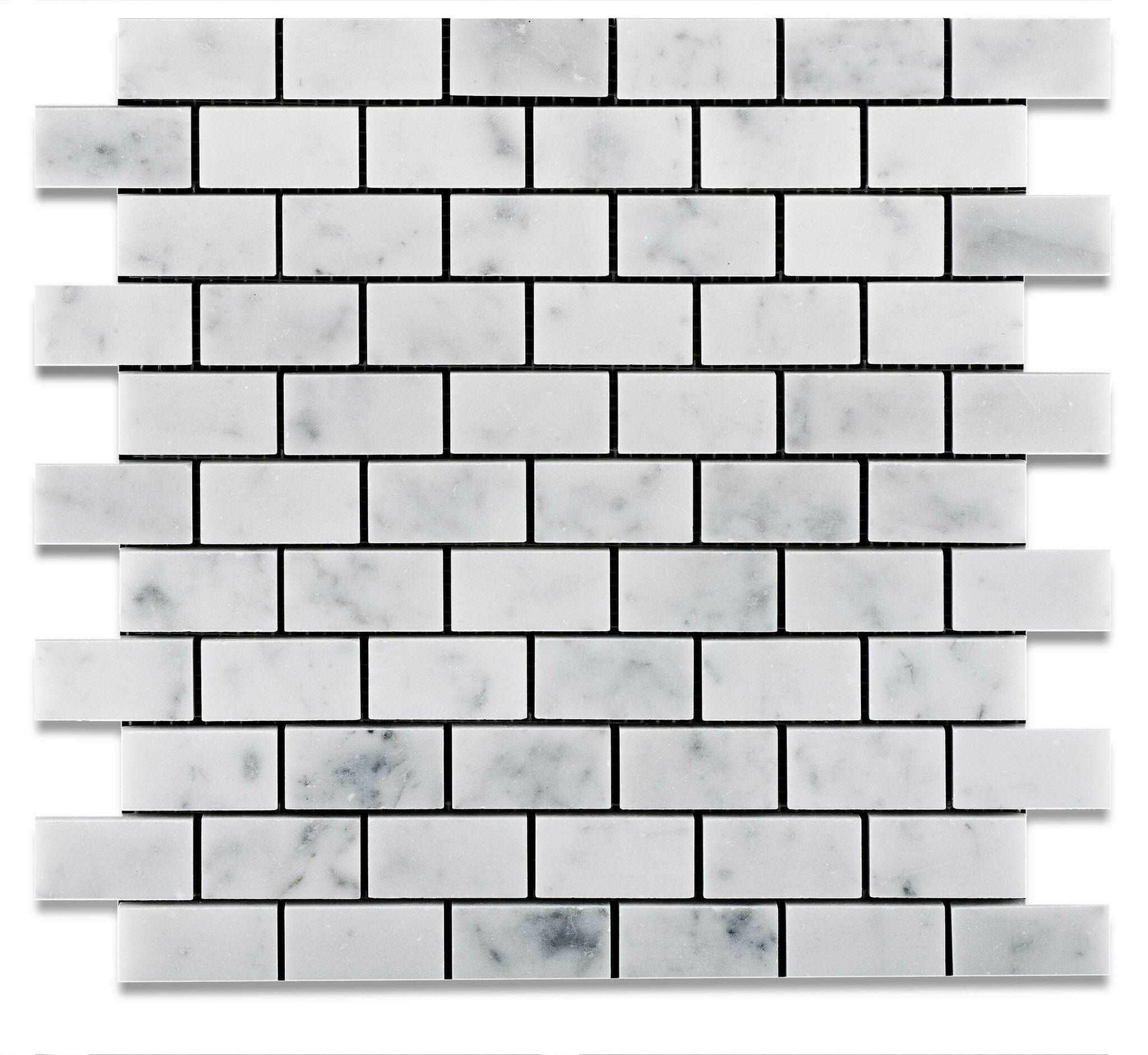 1 X 2 Carrara White Marble Honed Brick Mosaic Tile-Marble Mosaic-American Tile Depot