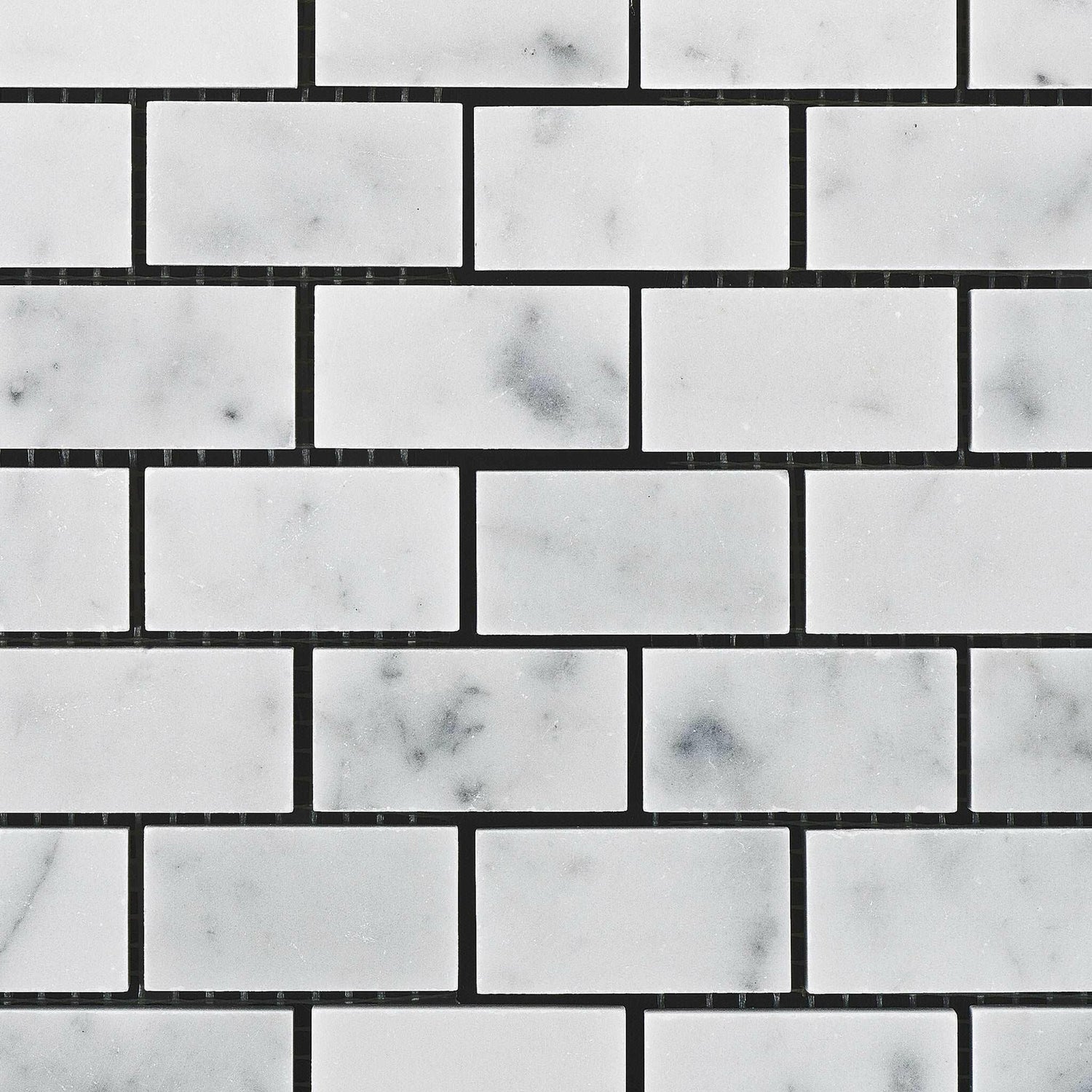 1 X 2 Carrara White Marble Polished Brick Mosaic Tile-Marble Mosaic-American Tile Depot