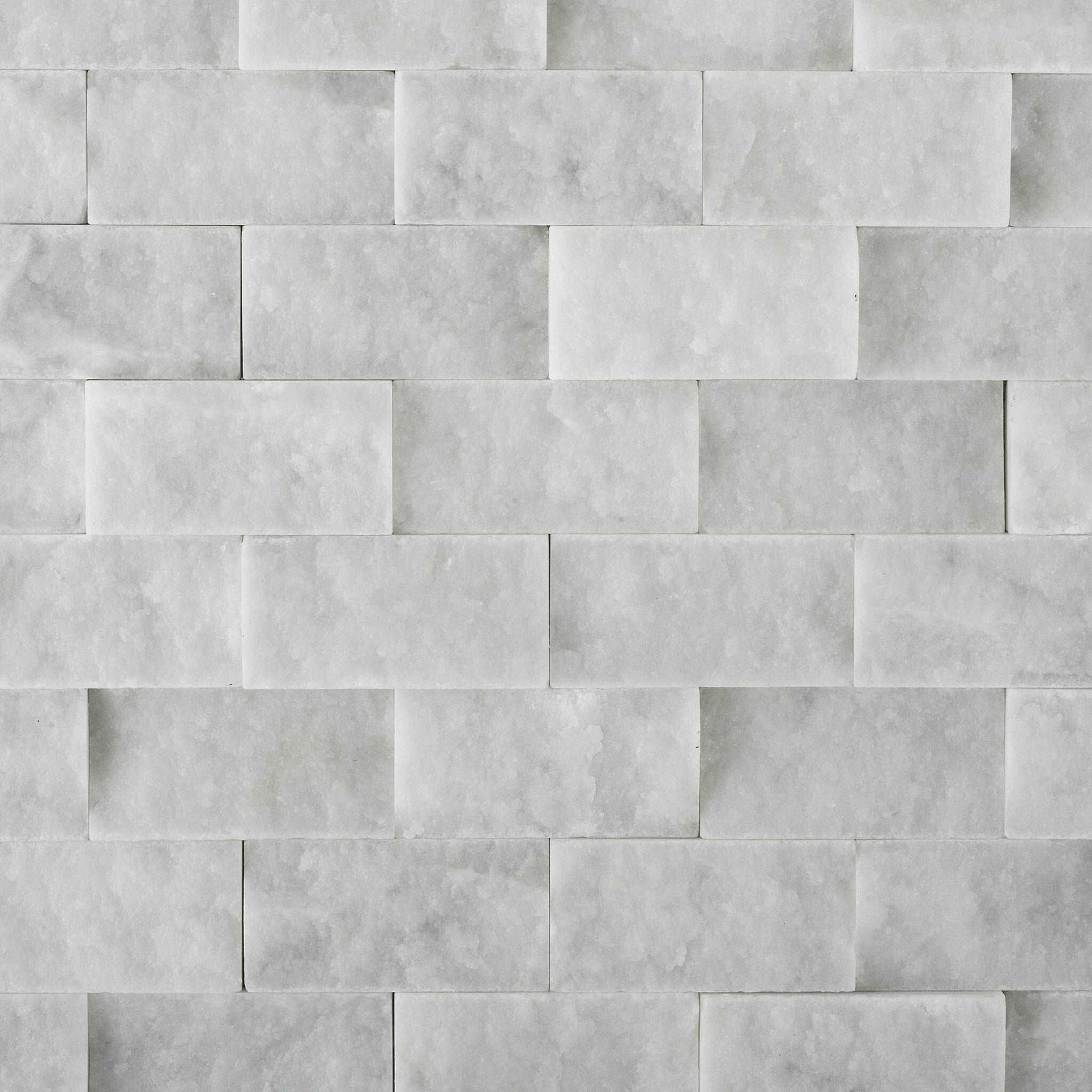 1 X 2 Carrara White Marble Split-Faced Mosaic Tile-Marble Mosaic-American Tile Depot