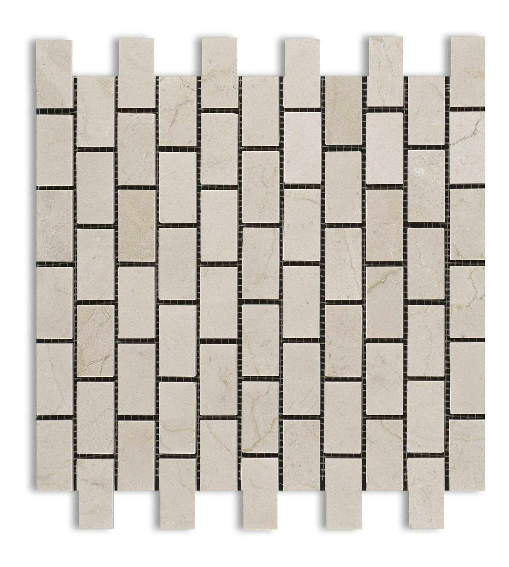 1 X 2 Crema Marfil Marble Honed Brick Mosaic Tile-Marble Mosaic-American Tile Depot