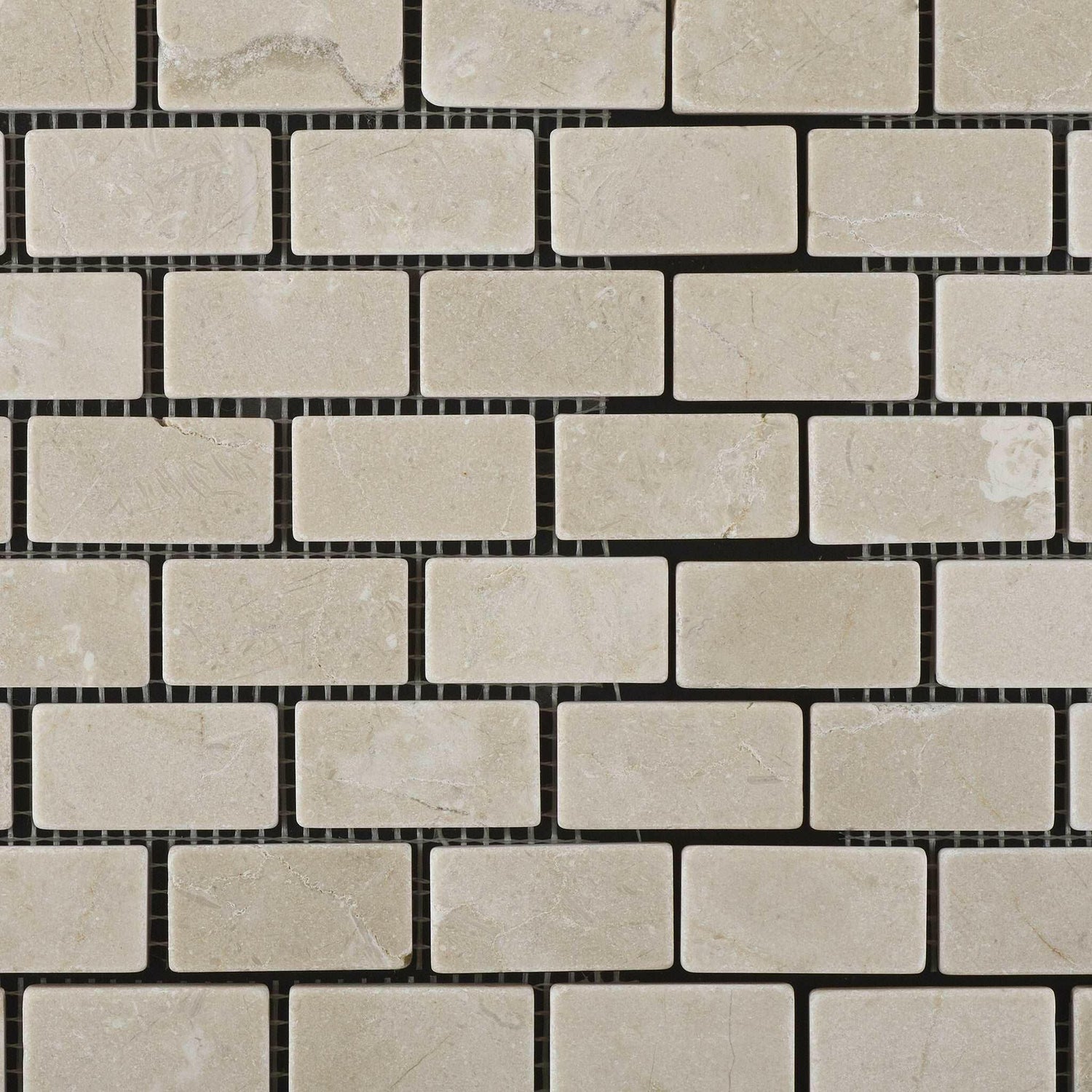 1 X 2 Crema Marfil Marble Tumbled Brick Mosaic Tile-Marble Mosaic-American Tile Depot