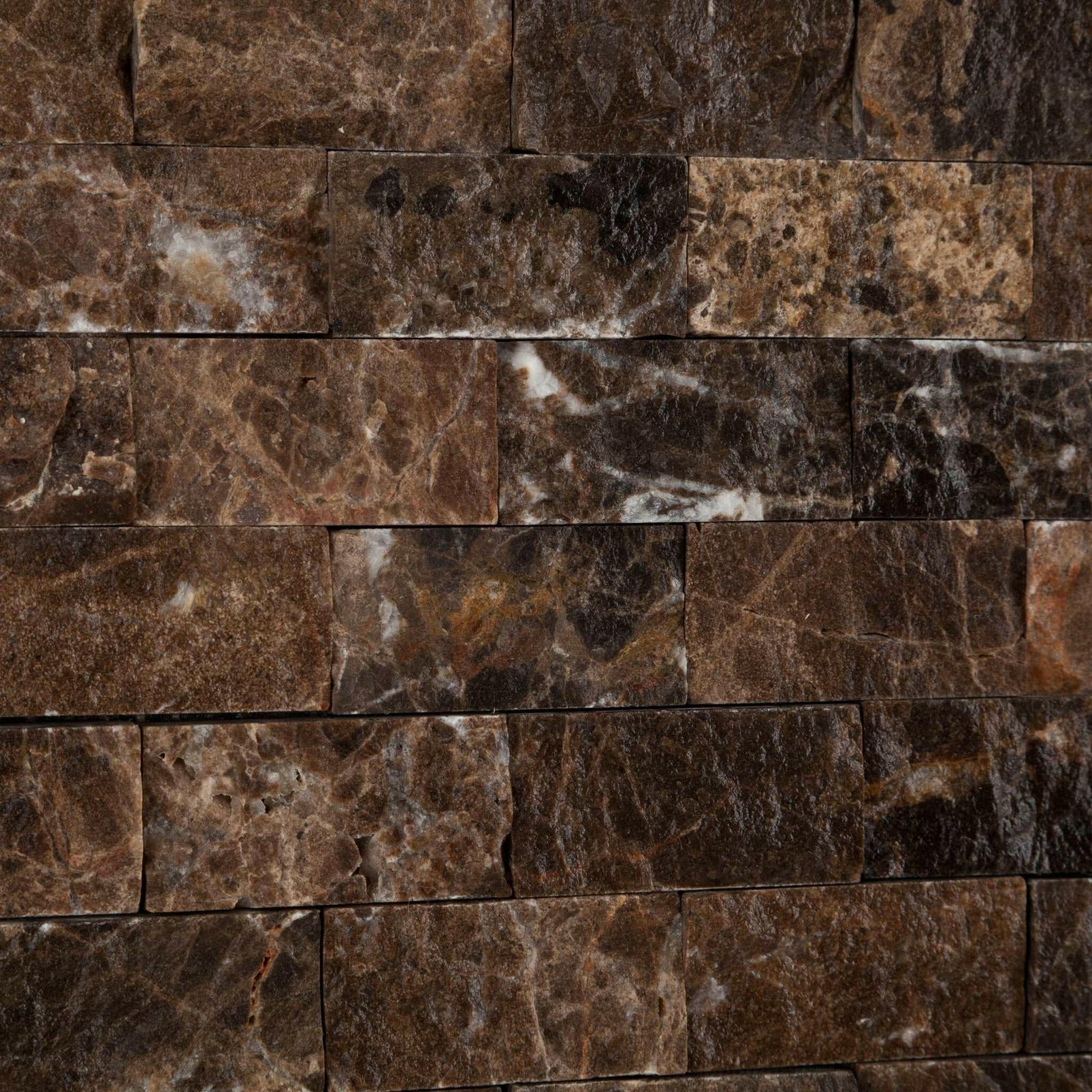 1 X 2 Emperador Dark Marble Split-Faced Mosaic Tile-Marble Mosaic-American Tile Depot