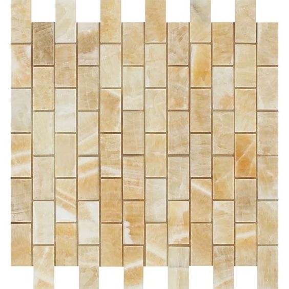 1 X 2 Honey Onyx Polished Brick Mosaic Tile-Onyx Mosaic-American Tile Depot