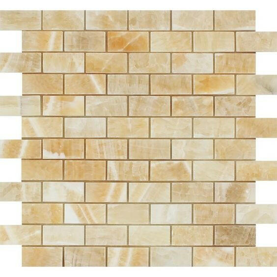 1 X 2 Honey Onyx Polished Brick Mosaic Tile-Onyx Mosaic-American Tile Depot